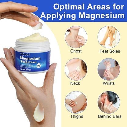 Magnesium Cream, Topical Magnesium Oil Cream with Pure Zechstein Magnesium, Magnesium Oil for Feet, Legs, Arms and Chest, Topical Magnesium Chloride, Easy to Use, Easy to Absortion