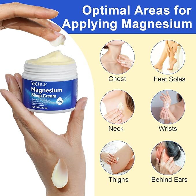 Magnesium Cream for Feet, Magnesium Oil for Feet, Magnesium Lotion, Magnesium Cream 3.17 OZ, Topical Magnesium, Soothes Muscle Tension, High Concentration Genuine Zechstein Topical Magnesium Chloride