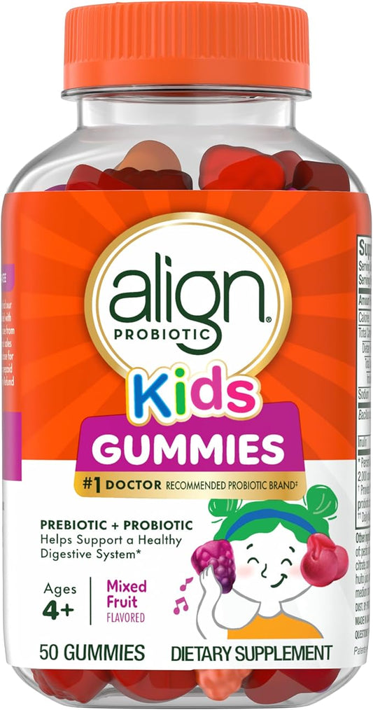 Align Probiotic, Kids Gummies, Prebiotic + Probiotic helps support a healthy digestive system*, #1 Doctor Recommended Probiotic Brand‡, 50 Gummies