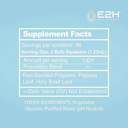 E2H Advanced Immune Defense Supplement - All-Natural Immune Booster - Immune Support Supplements Drops - Contains Holy Basil, Papaya Leaves and Red Banded Polypore - Non-GMO, Vegan (2 Bottles)