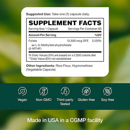 Fresh Nutrition L Methylfolate 7.5mg – DNA Verified for Maximum Potency – Superior Bioavailability – 5-MTHF Methyl Folate - 90 Capsules