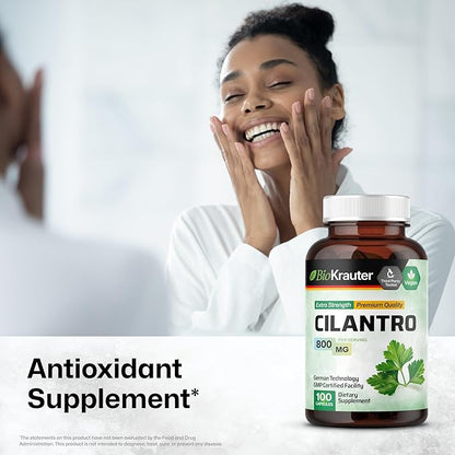 BIO KRAUTER Cilantro Supplement - 800 mg per Serving - 100 Cilantro Capsules - Rich Source of Antioxidants - Natural Cleansing & Detox - Vegan