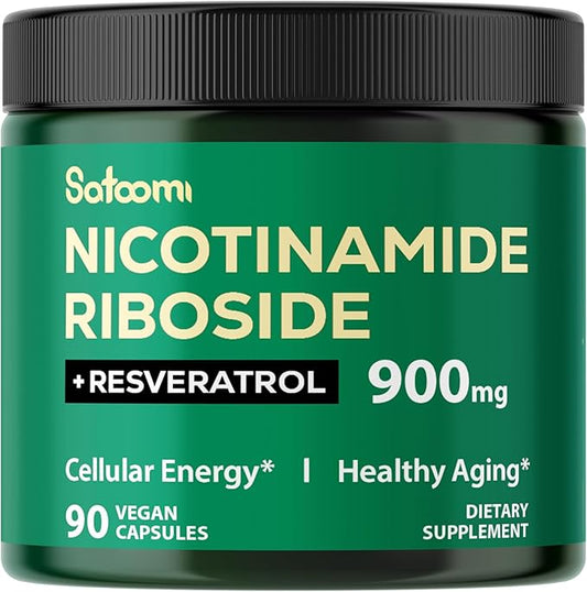 Satoomi NAD+ Supplement with Liposomal Nicotinamide Riboside 900 mg NR, Resveratrol, Quercetin - Cellular Energy & Repair, Vitality, Healthy Aging - 90 Count