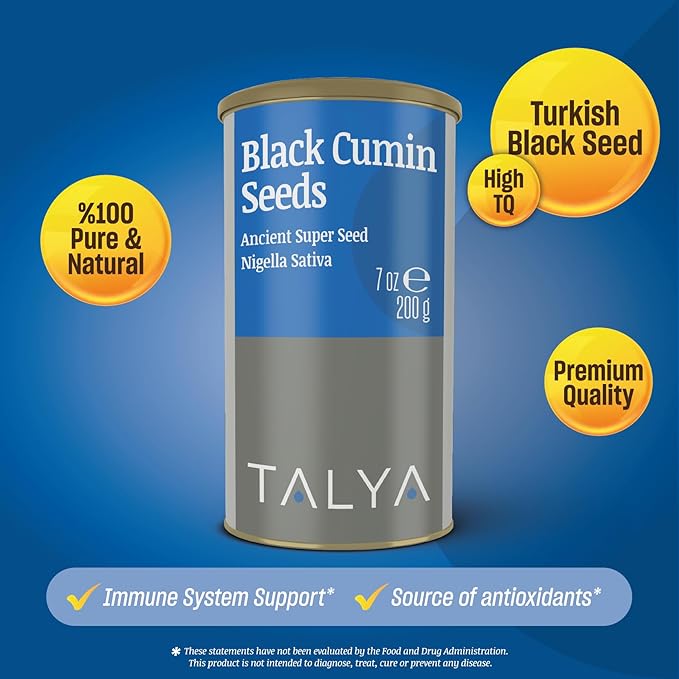 Black Cumin Seeds 7 oz (200 g) - Premium Quality Ancient Super Seed, Nigella Sativa, Immune Support, High Thymoquinone, Gluten Free, Non-GMO, Vegan