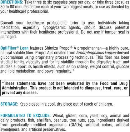 XYMOGEN OptiFiber Lean, Daily Fiber Supplement Pills - 100% Natural Soluble Propolmannan Dietary Fiber - Support Digestion, Satiety & Regularity - Serves as a Prebiotic (120 Capsules)