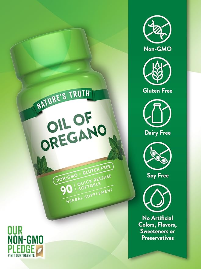 Nature's Truth Oregano Oil Softgels | 4000mg | 90 Pills | Contains Carvacrol | Non-GMO & Gluten Free Supplement