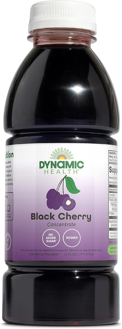Dynamic Health 100% Pure Black Cherry Juice Concentrate, No Additives, Antioxidant Supplement, Urinary Tract & Joint Support, 16 Fl oz