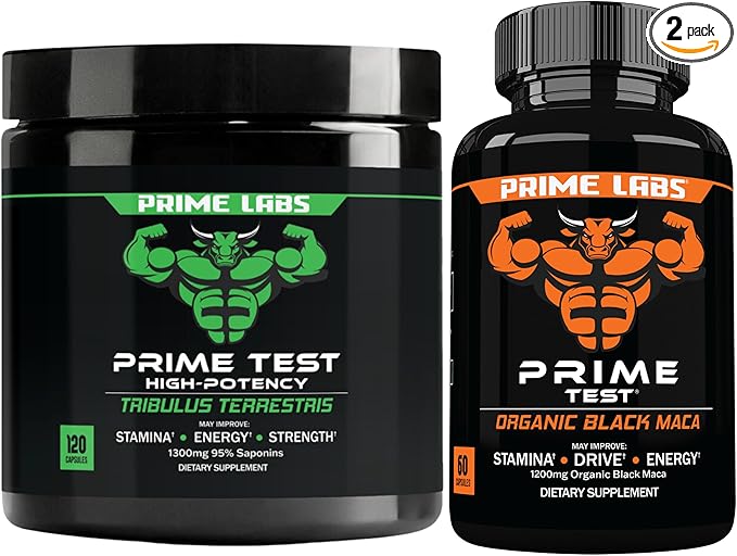 Prime Labs Tribulus Terrestris (120 ct) + Organic Black Maca (60 ct)