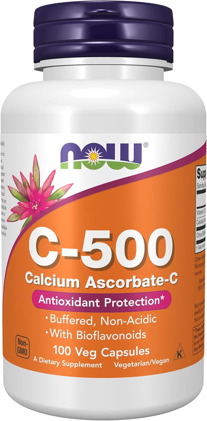 NOW Foods Supplements, Vitamin C-500 Calcium Ascorbate, Antioxidant Protection*, 100 Veg Capsules