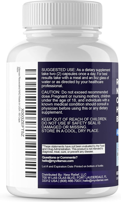 Resveratrol NAD+ Berberine Hyaluronic Acid - Biotin Grape & Blueberry + NAC - Collagen Peptides - Hair, Nail, Skin & Joint Supplement - 21-in-1 Women and Men - Made in USA (60 Count (Pack of 1)