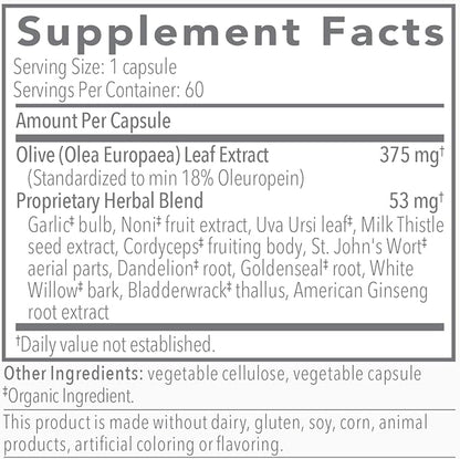 Biocidin Olivirex - Oleuropein Olive Leaf Extract Capsules - High Potency, 18% Oleuropein - Promote Microbial & Immune Support - Professional-Grade Botanical Blend for Detox & Wellness (60 Capsules)