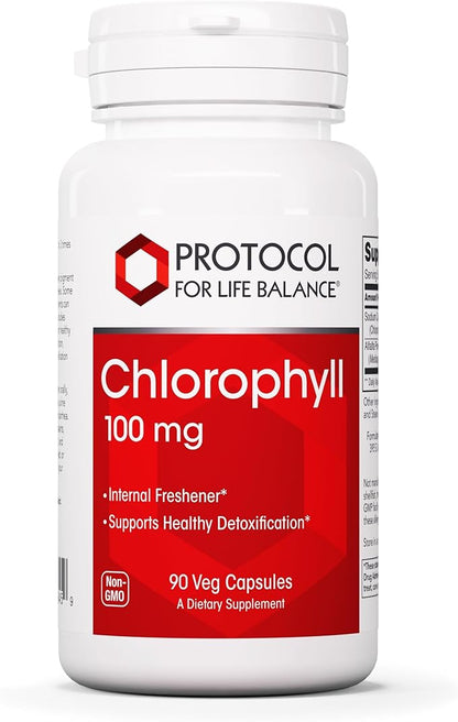 Protocol Chlorophyll - Supports Detox Cleanse, Liver Function & Internal Deodorant* - Non-GMO & Soy Free - 90 Veg Capsules