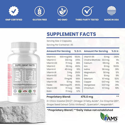America Medic & Science Preconception Plus (90 Capsules) Conception and Fertility Supplement | Physician Formulated Pills to Support Conception | Prenatal Vitamins Best for Women Trying to Conceive