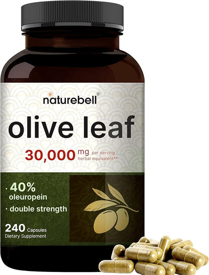 Olive Leaf Extract 30000mg, 240 Capsules | 40% Active Oleuropein, 50:1 Herbal Equivalent – Rich in Polyphenol & Flavonoid Antioxidants for Immune & Heart Health – Non-GMO