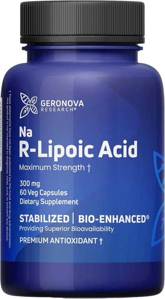 Bio-Enhanced R-Lipoic Acid, 300 mg Capsules - 2 Month Supply - Stabilized R Alpha Lipoic Acid with Enhanced Absorption - R Lipoic Acid Supplement - 60 Count