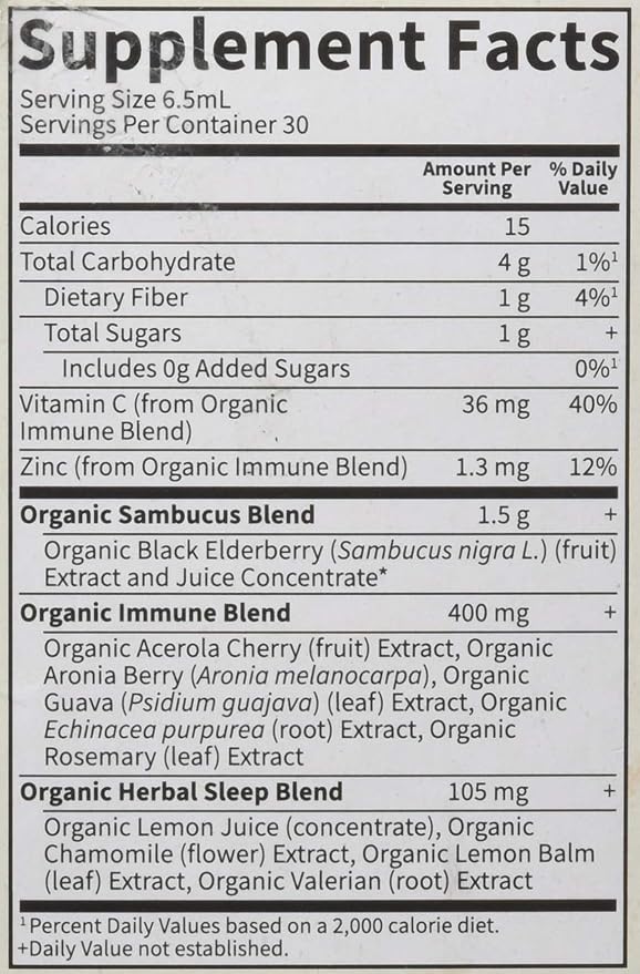 Garden of Life Organic Elderberry and Sleep Immune Syrup, 6.59 FZ