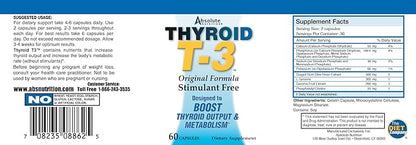 Thyroid T3 Radical Metabolic Support for Women and Men, Energy and Focus, Healthy Thyroid Function, Natural Formula, Non-GMO, No Caffeine, 2 Pack 60 Servings, 120 Capsules