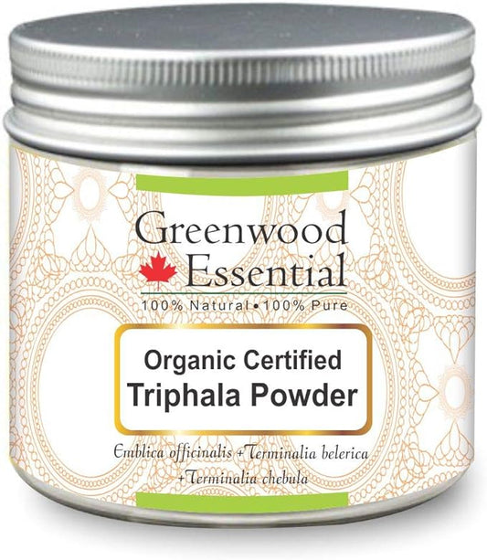 Pure Triphla Powder (Emblica officinalis) + (Terminalia belerica) + (Terminalia chebula) Organic Certified 100% Natural Therapeutic Grade 200gm (7.05 oz)