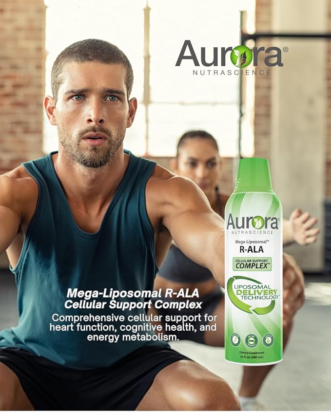 Aurora Nutrascience Mega-Liposomal R-ALA Cellular Support Complex, 200mg R-Alpha Lipoic Acid, Gluten Free, Non-GMO, Sugar Free, Organic, Fruit Flavor, 32 Servings, 16 fl oz