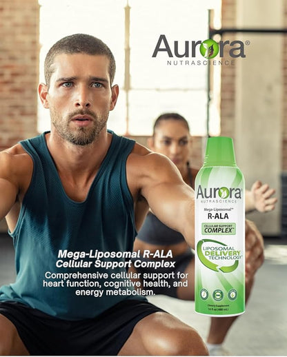 Aurora Nutrascience Mega-Liposomal R-ALA Cellular Support Complex, 200mg R-Alpha Lipoic Acid, Gluten Free, Non-GMO, Sugar Free, Organic, Fruit Flavor, 32 Servings, 16 fl oz