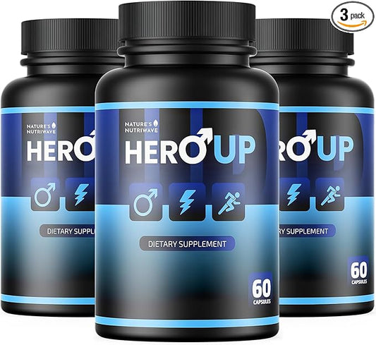 HeroUP - Natural Wellness Supplement with Plant-Based Ingredients – Non-GMO, Stimulant-Free | Made in The USA, GMP-Certified | 60 Capsules, 3 Month Suppy