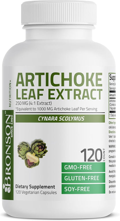 Bronson Artichoke Leaf Extract Extra Strength Supports Healthy Digestion Healthy Liver Function, Non-GMO, 120 Vegetarian Capsules