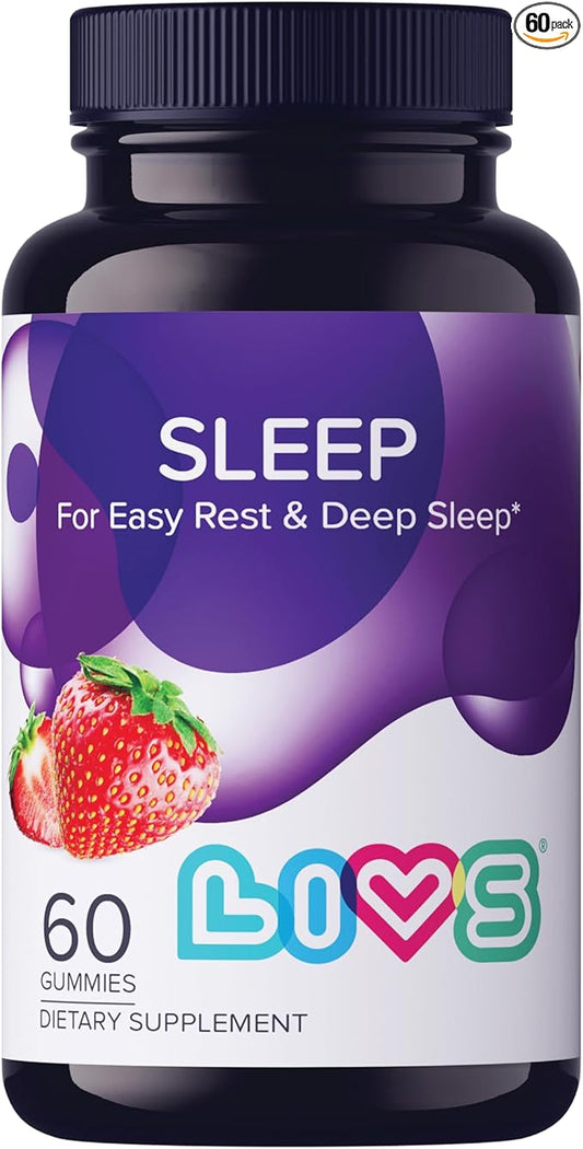 Sleep Gummies w/Melatonin and Magnesium | Sleep Aid Gummy for Adults, Organic with No Artificial Flavors, Strawberry Flavor, Vegan, 60 Count