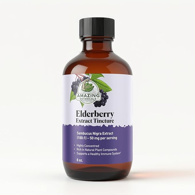 Elderberry Extract 100X Strength Tincture - Organic Immune Support & Wellness Supplement | Elderberry Syrup Organic Extract Liquid (8 Fl Oz)