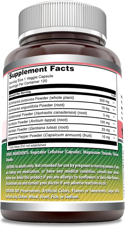 Amazing Formulas Echinacea with Goldenseal Supplement | 450 Mg | 120 Veggie Capsules | Non-GMO | Gluten Free | Made in USA