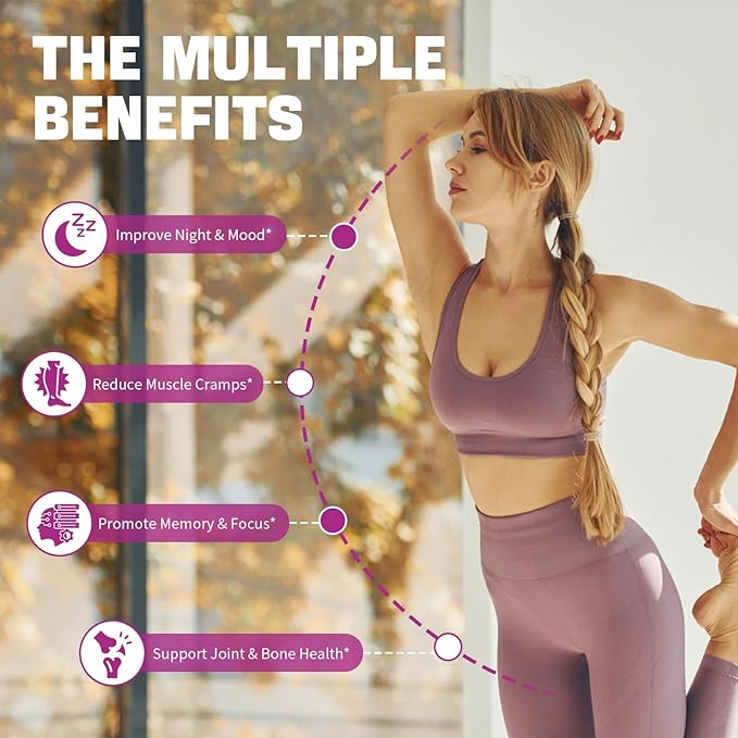 Magnesium Glycinate Gummies 400 mg, High Absorption Magnesium Glycinate Supplement with Potassium, Calcium, Vitamin D, B6 & CoQ10 for Night, Muscle Support Cranberry Flavor 60 Count (2 Packs)