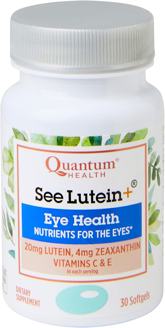 Quantum Health See Lutein+, Lutein & Zeaxanthin Eye Supplement, with Eye Vitamins C and E, Helps Maintain Overall Eye Health - 30 Softgels, 30-Day Supply