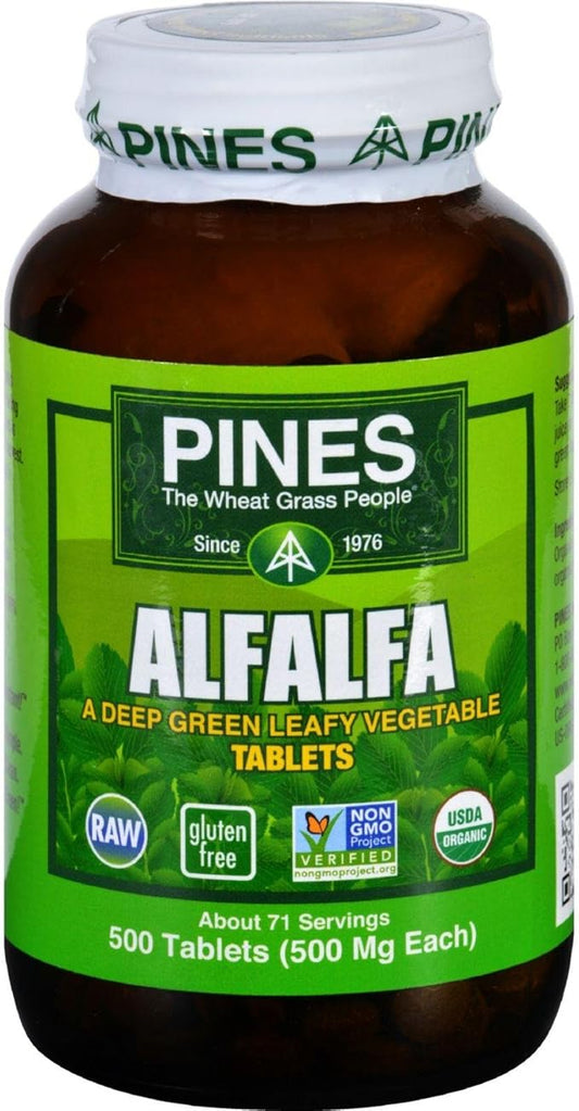 Pines Organic Alfalfa Tablets - 500 per Pack - 1 Each.