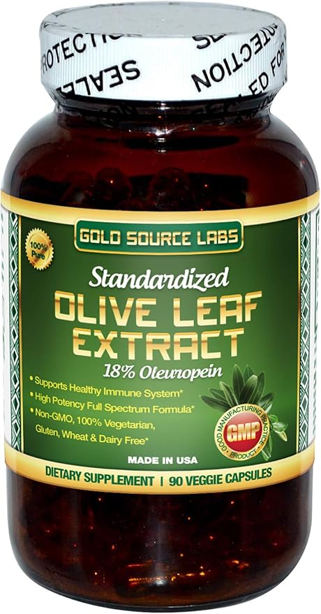 Organic Olive Leaf Extract Capsules - Pure Organic Olive Leaf Plus Standardized Oleuropein Extract, 90 Vegetarian Caps, 400 mg Maximum Strength Complex for Immune Health