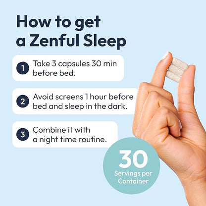 Zenful Sleep Supplement | Natural Deep Sleep Aid with KSM-66® Ashwagandha, Venetron® & AprèsFlex® | Supports Relaxation, Cortisol Balance & Stress Reduction | 30 Servings (90 Capsules)