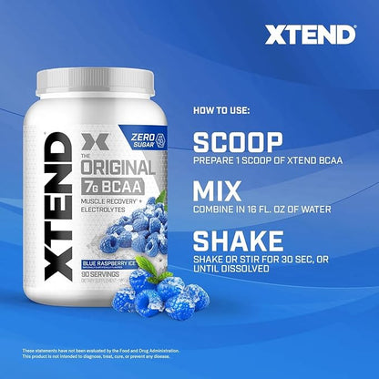 XTEND Original BCAA Powder 7g BCAA and 2.5g L-Glutamine, Sugar Free Post Workout Muscle Recovery Drink with Amino Acids for Men & Women, 90 Servings