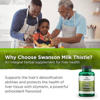 Swanson Milk Thistle-Herbal Liver Support Supplement-Natural Formula Helping to Maintain Overall Health & Wellbeing-(100 Capsules, 500mg Each)