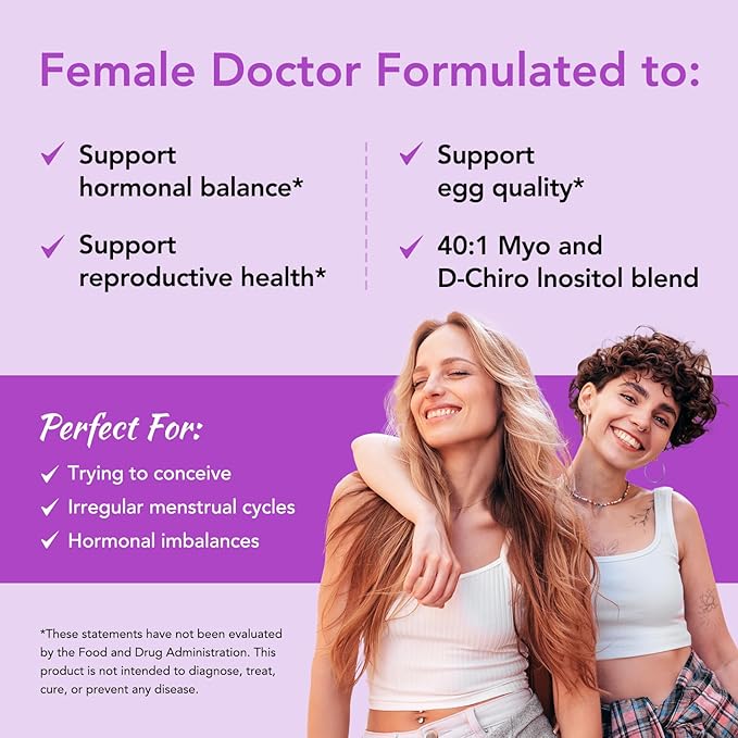 Premom Inositol Plus - 2000mg Myo-Inositol & 50mg D-Chiro Inositol, CoQ10, Folate & Vitamin D3-40:1 Ratio - Supports Hormonal Balance, Ovarian & Reproductive Health - 30 Day Supply