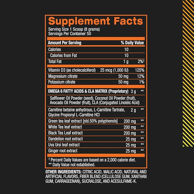 BPI Sports CLA + Carnitine Shredded Supports Lean Muscle & Promotes Fat Loss - Tropical Mango (14.1 oz. / 50 Servings)
