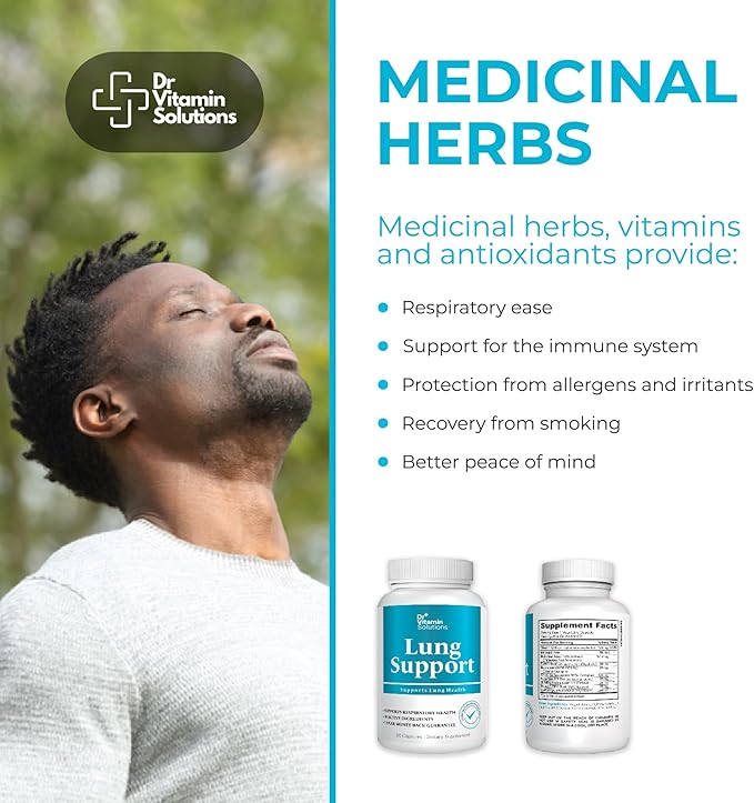 Dr. Vitamin Lung Detox Supplement with Vitamin C, Cordyceps, Butterbur & Nettle Leaf - Supports Lung Health & Respiratory Function - Natural Herbal Blend for Breathing & Oxygen Flow - 30 Capsules
