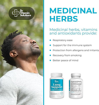 Dr. Vitamin Lung Detox Supplement with Vitamin C, Cordyceps, Butterbur & Nettle Leaf - Supports Lung Health & Respiratory Function - Natural Herbal Blend for Breathing & Oxygen Flow - 30 Capsules
