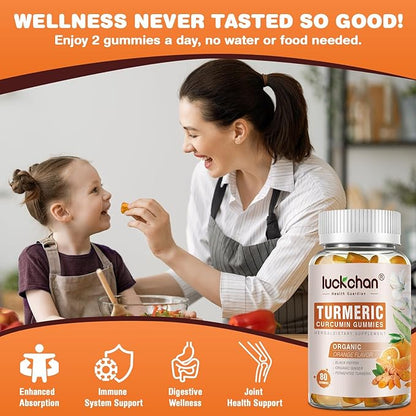 Turmeric Curcumin Gummies with Ginger & Black Pepper Herbal Supplement-160 Count for Adults and Kids, 2400mg - Tumeric Gummy Supplements Vegan, Organic, Gelatin-Free 3 Pack
