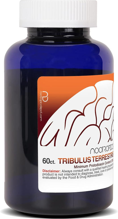 Nootropics Depot Tribulus Extract Capsules | 500mg | 20% Protodioscin | Tribulus terrestris | Fitness, Mood, & Vitality | 60 Count