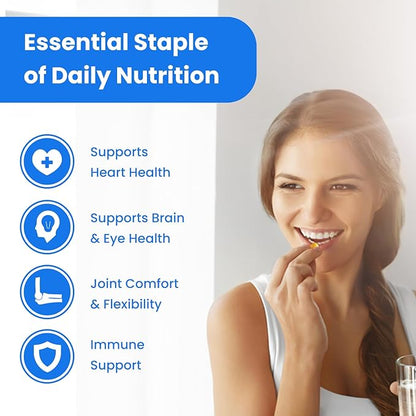 NutraChamps Omega 3 Fish Oil Supplements 3600mg with EPA & DHA, High Potency Omega 3 Supplement to Support Heart, Immune Health, 180 Natural Lemon Burpless Fish Oil Capsules