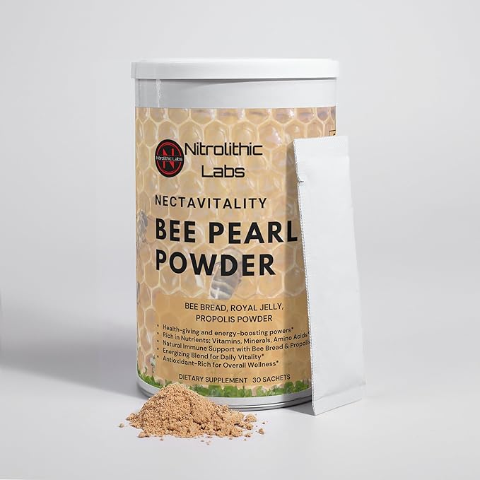 Bee Pearl Powder - Bee Pearl Supplement for Overall Wellness and Daily Vitality - Energizing Blend of Bee Bread, Propolis and Royal Jelly - Vegetarian & Gluten Free - 30 sachets