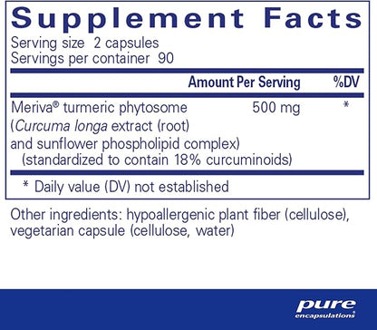 Pure Encapsulations CurcumaSorb 180's - Meriva Curcumin Phytosome - Supports Joint Health* - Gluten Free & Non-GMO - 180 Capsules