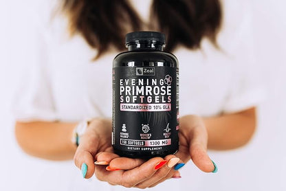 Evening Primrose Oil Capsules (150 Liquid Softgels | 1300mg) Premium Evening Primrose Oil – Natural-Sourced Hormone Support Supplement for Women - Cold Pressed w. 10% GLA