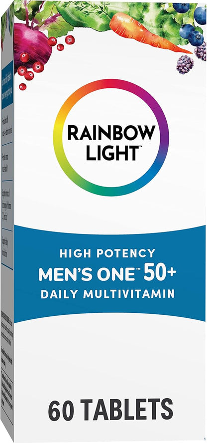 Rainbow Light Multivitamin for Men 50+, Vitamin C, D & Zinc, Probiotics, Men's One 50+ Multivitamin Provides High Potency Immune Support, Non-GMO, Vegetarian, 60 Tablets