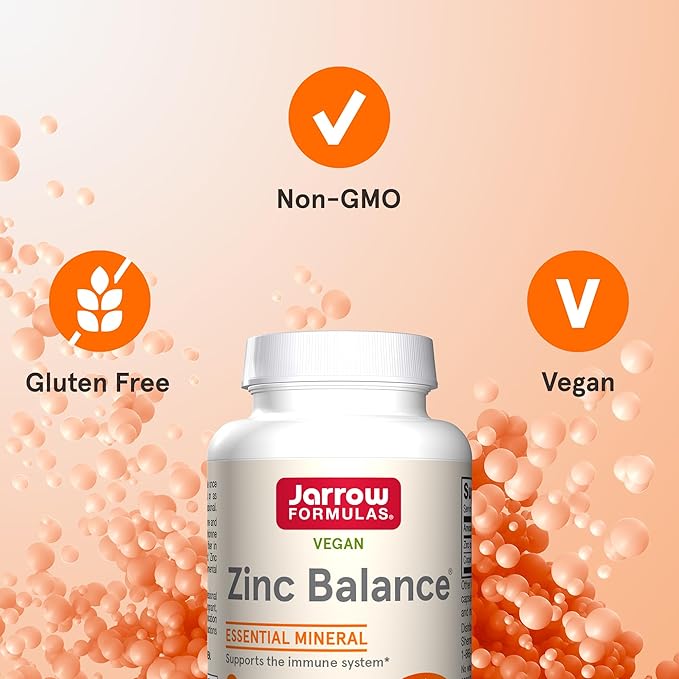 Jarrow Formulas Zinc Balance 15 mg - 100 Servings (Veggie Caps) Includes Copper Essential Mineral for Immune System Support - Immune Support Supp - Gluten Free Zinc Copper Supp - Vegan, Pack of 12