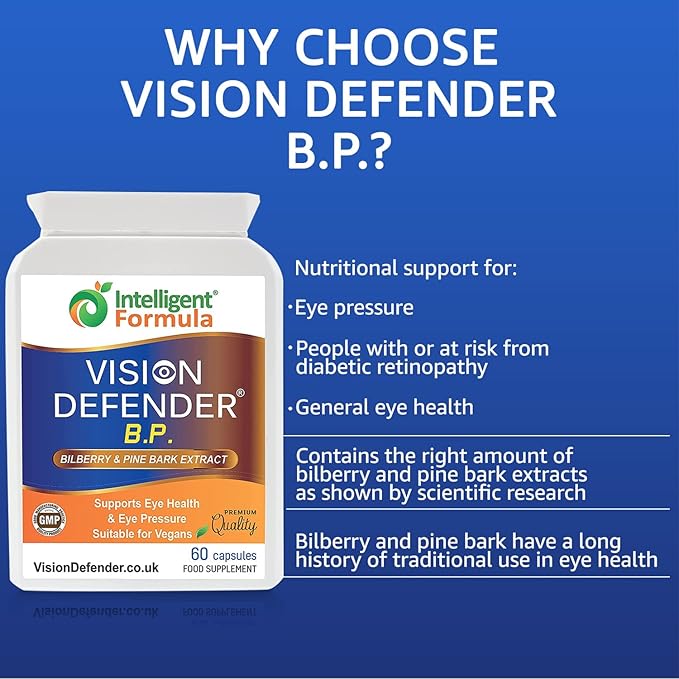 Vision Defender BP and Vision Defender Omega Eye Care Bundle – Eye Supplements to Support Eye Health with Bilberry, Pine Bark, Omega-3 Fish Oil (EPA, DHA), Vitamin E. Made in UK by Eye Specialists