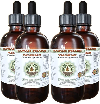 Valerian Alcohol-Free Liquid Extract, Organic Valerian (Valeriana Officinalis) Dried Root Glycerite Natural Herbal Supplement, Hawaii Pharm, USA 4x4 fl.oz